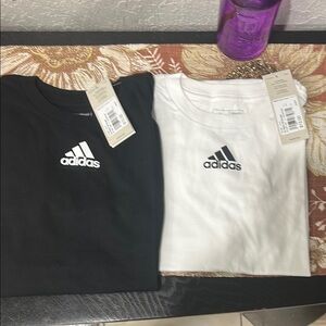 Adidas Black and White Short Sleeve Tees